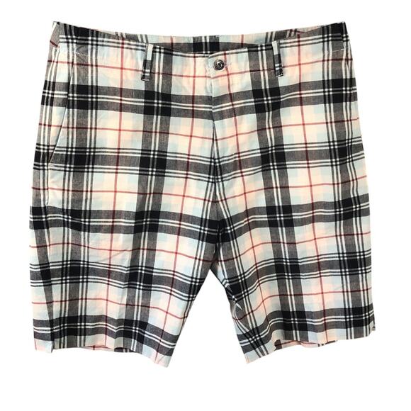 IJP Ian Poulter Designs Men Classic Multicolor Plaid Shorts Size 34 - Picture 1 of 10